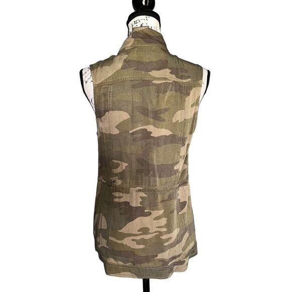 Camo Utility Vest Sleeveless Jacket Military Army Drawstring Waist - Picture 2 of 6